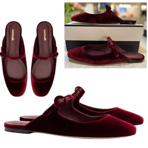 Larroudé Blair Mule Ballet Flat In Wine Velvet
